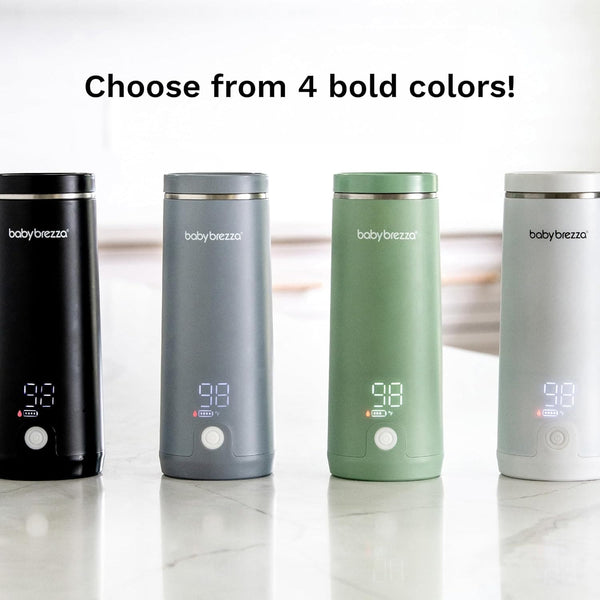 Baby Brezza Superfast Portable Baby Bottle Warmer – 50% Faster - Travel Breastmilk Warmer and Formula Warmer - Safe, Even Heating - Up to 9oz - No Adapters, Grey
