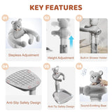Baby Shower Stand with Adjustable Support – Eases Parent Strain, Prevents Water in Ears, Ensures Thorough Cleaning and Promotes Standing Confidence for Babies 8+ Months