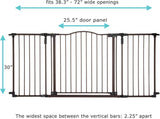Toddleroo by North States 72” wide Deluxe Décor Baby Gate: Sturdy safety gate with one hand operation. Extra wide baby gate. Hardware Mount. Fits 38.3 - 72” Wide. (30" Tall, Matte Bronze)